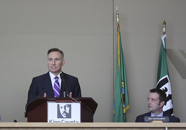 King County Executive Dow Constantine delivers his State of the County address at Redmond City Hall on Monday.
