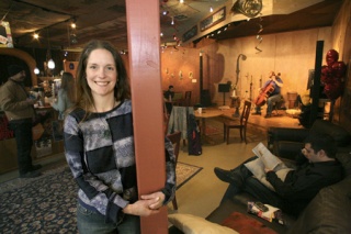 Alexandra Baldwin is the leader of a monthly Family Drum Circle that gathers in the cafe area at SoulFood Books. The next meeting is at 11 a.m. Saturday