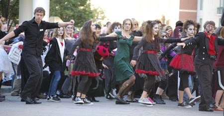 Last Saturday’s Zombie Block Party at the Redmond Town Center culminated in a mass performance of the “Thriller” dance in the Center Street Plaza. The worldwide charity event broke a Guinness World Record.