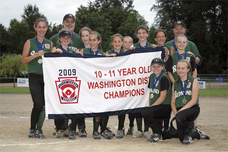 The Redmond All-Stars softball team (ages 10-11) was crowned the District 9 champion last Monday after defeating Snoqualmie Valley North in the championship game 12-5 at Everest Field in Kirkland. Redmond dominated the field in the tournament