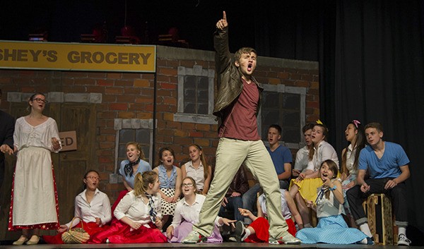 Junior Seth McBride (Rock Candy) performs a scene during a recent dress rehearsal.
