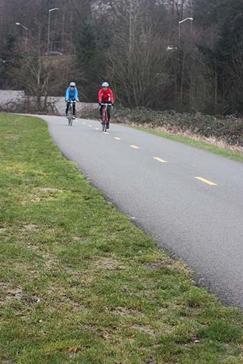 Cyclists enjoy a ride out on the Sammamish River Trail.