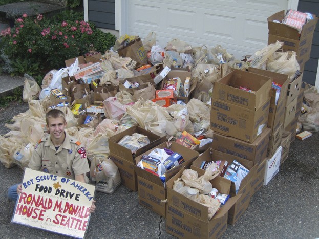 Redmond Eagle Scout Sean Beecroft helped collect items for the Ronald McDonald House in Seattle last Saturday.