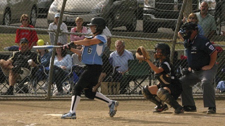 Rachael Levine turns on a pitch during the Host team's consolation final against Southwest. Redmond/Eastlake lost the game