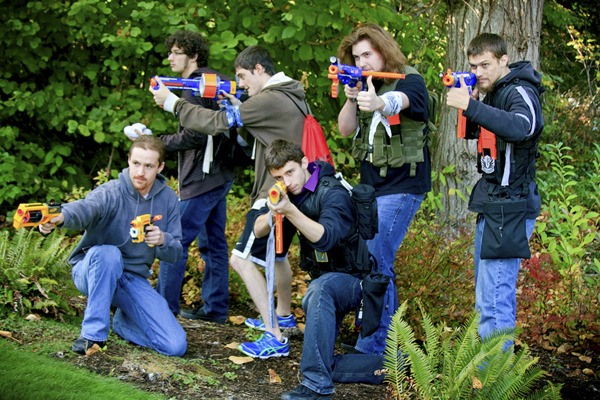 A group of 'survivors' at DigiPen ready themselves for a zombie attack while playing 'Outbreak