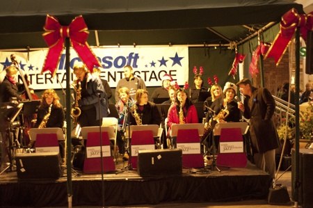 The Seattle Women's Jazz Orchestra (above) was one of the many live performances at Redmond Lights at the Redmond Town Center.