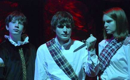 Students at The Bear Creek School participate in a dress rehearsal for their production of Shakespeare's Macbeth