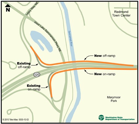Crews working for the Washington State Department of Transportation (WDOT) will open the new eastbound SR 520 on-ramp from West Lake Sammamish Parkway to give drivers more distance to merge onto the freeway. It’s also expected to ease congestion in the area