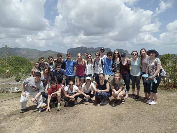 Redmond High School students gather at Las Viñales on their recent trip to Cuba. Front row