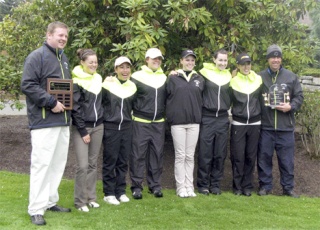 The Mustangs won their sixth straight district championship on Wednesday at Snohomish Golf Course. From left