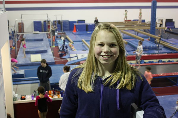 Redmond High gymnast Kaylee Borms hangs out at Eastside Gymnastics Academy in Woodinville on Tuesday. She has a 3.93 grade-point average and takes calculus