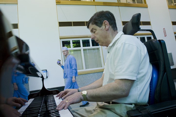 Redmond resident Rick Hoover plays the piano in the Galleria at Evergreen Medical Center Hospital in Kirkland. Hoover