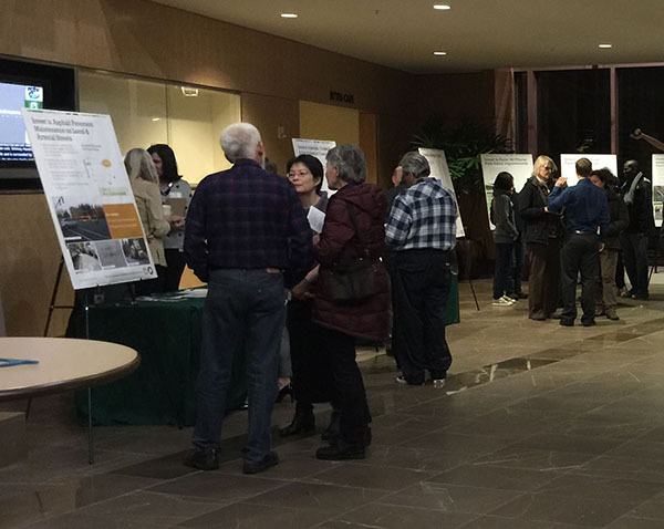 People gather at Tuesday's open house to discuss the potential City of Redmond levy at Redmond City Hall.