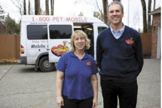 Aussie Pet Mobile groomer Michele Schuman and owner Leon Feuerberg will come to you if you need pet grooming services.