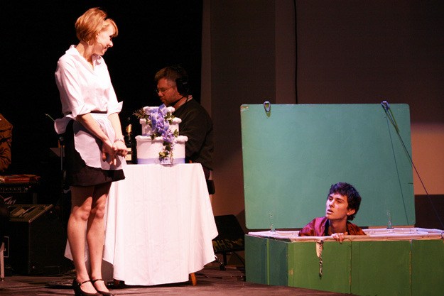 Senior Sarah Lavender (left) plays Julia Sullivan opposite of junior Peter Castro (right)