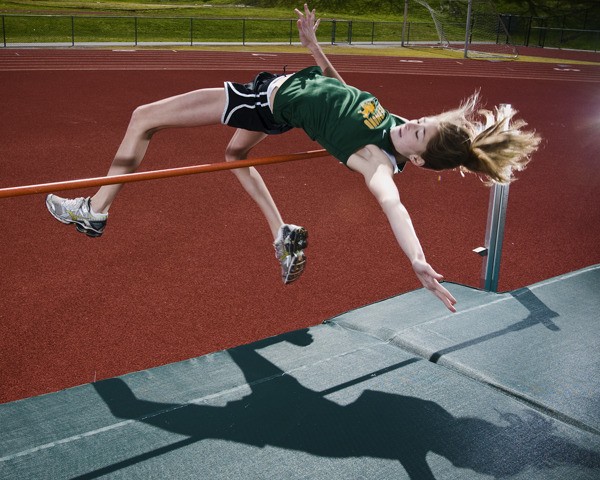 Mustang junior Katie Lord clears a high-jump during a recent practice at Redmond High School. Lord cleared a personal-best 5 feet