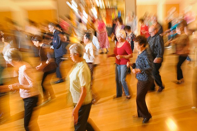 Seniors country line dance during Northwest Senior Games Dance Day