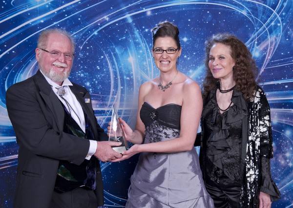 Redmond resident Corry Lee (center) received third place in the L. Ron Hubbard's Writers of the Future Contest for her short story 'Shutdown.' She is pictured with with science fiction author Larry Niven  (left) and Golden Globe-winning and Oscar-nominated actress Karen Black at the 28th Annual L. Ron Hubbard Achievement Awards at the Wilshire Ebell Theatre in Hollywood.