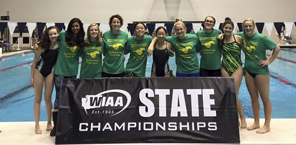 Redmond High girls swimmers at state