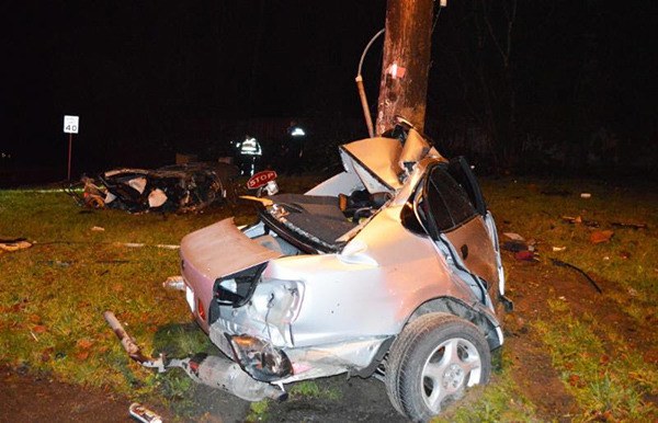 Wreckage from a car crash on Wednesday night in Redmond.