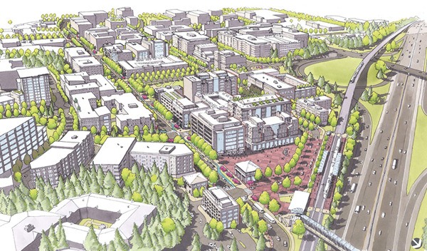 A visualization of the planned Overlake Village development.