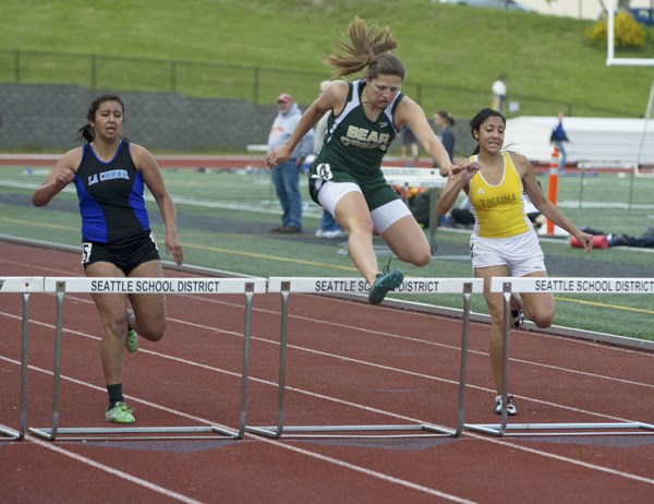 The Bear Creek School senior Morgan Rial won the 300 hurdles at last week's Bi-District track and field meet in Seattle.