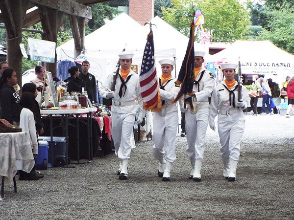 U.S. Naval Sea Cadets from Everett participate in the Redmond Saturday Market's Celebrate Veterans! event last Saturday.