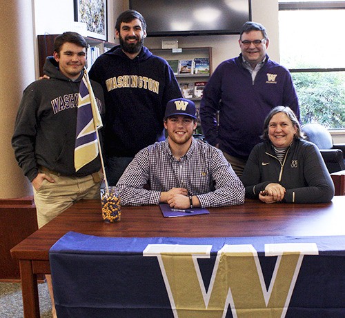 The Perkins family at Peter’s University of Washington baseball national letter-of-intent signing at Bear Creek on Nov. 14: from left