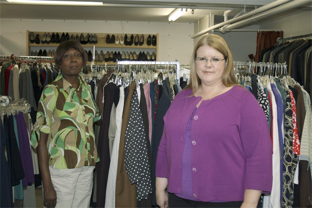 In the Working Wardrobe room at Redmond's YWCA Family Village