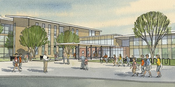 A rendering of the proposed middle school on Redmond Ridge.