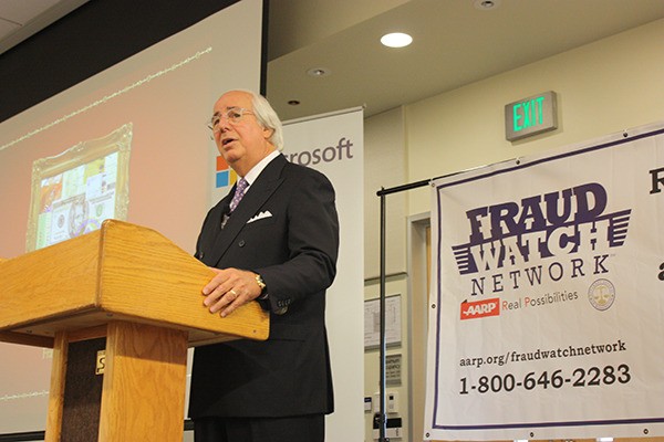 Frank Abagnale speaks at the AARP Fraud Watch Network event on Wednesday at Microsoft Corp.