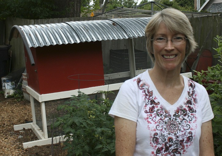 Longtime Redmond resident Kathy Dennis had three chicken hens last summer before she was told her new pets were illegal. She has spearheaded an effort to change the city ordinance. 'I love to garden and I thought having backyard chickens would be one more way of providing food in your own backyard