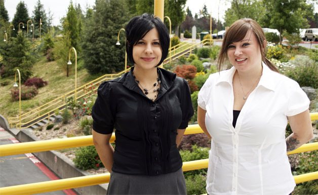 Christina Graylee (left) and Randi Cloud of Redmond are eager enrollees in Lake Washington Technical College's (LWTC) funeral service education program. Both feel drawn to this unique profession for job security and personal fulfillment.