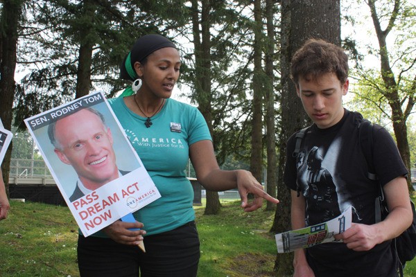 A rally was held in Hartman Park in Redmond to encourage people to contact local senators to pass the Dream Act.