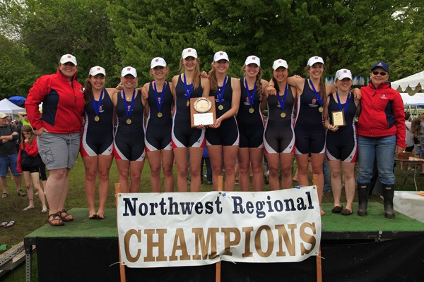 The Sammamish Rowing Association Women's Varsity Eight boat won the Regional Championship last weekend in Vancouver