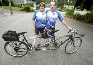 Moira and Doug Whidby will be riding a custom-made tandem bike on a 15-day
