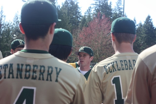 Dan Pudwill addresses his Redmond High baseball players before practice. Redmond Reporter file photo