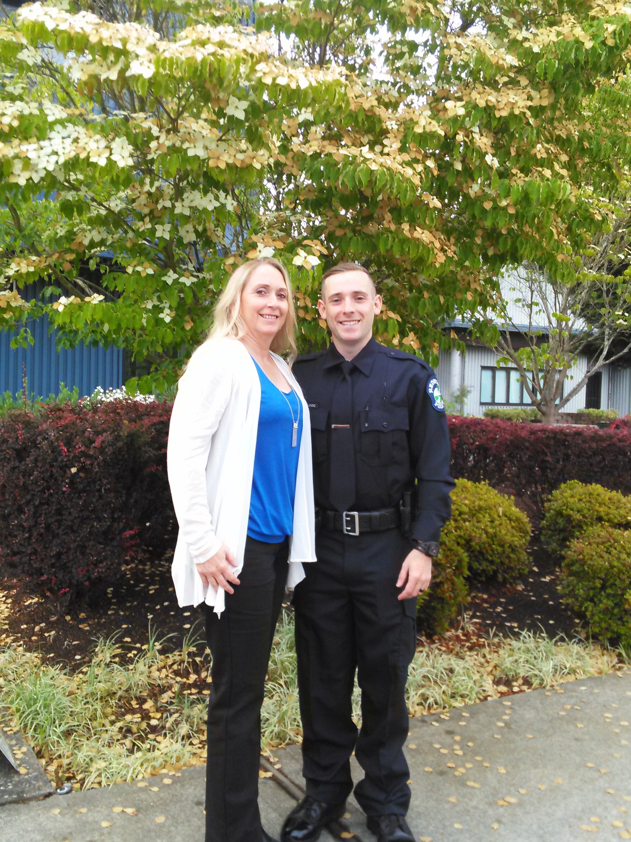 Mary Sue Balazic and her son Cameron Balazic are both part of the Redmond Police Department family. Courtesy photo