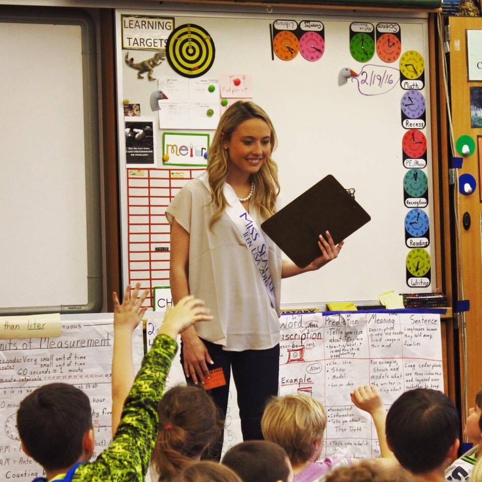 Makenna Marsh speaks in front of a classroom about the effects of bullying. Courtesy photo