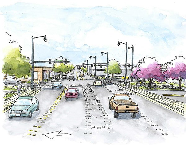 A rendering of what downtown Redmond will look like once Redmond Way is converted into a two-way street.