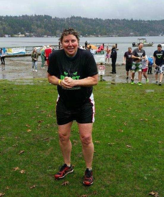 Redmond police chief Kristi Wilson shivers after participating in last Saturday’s Polar Plunge. Courtesy photo