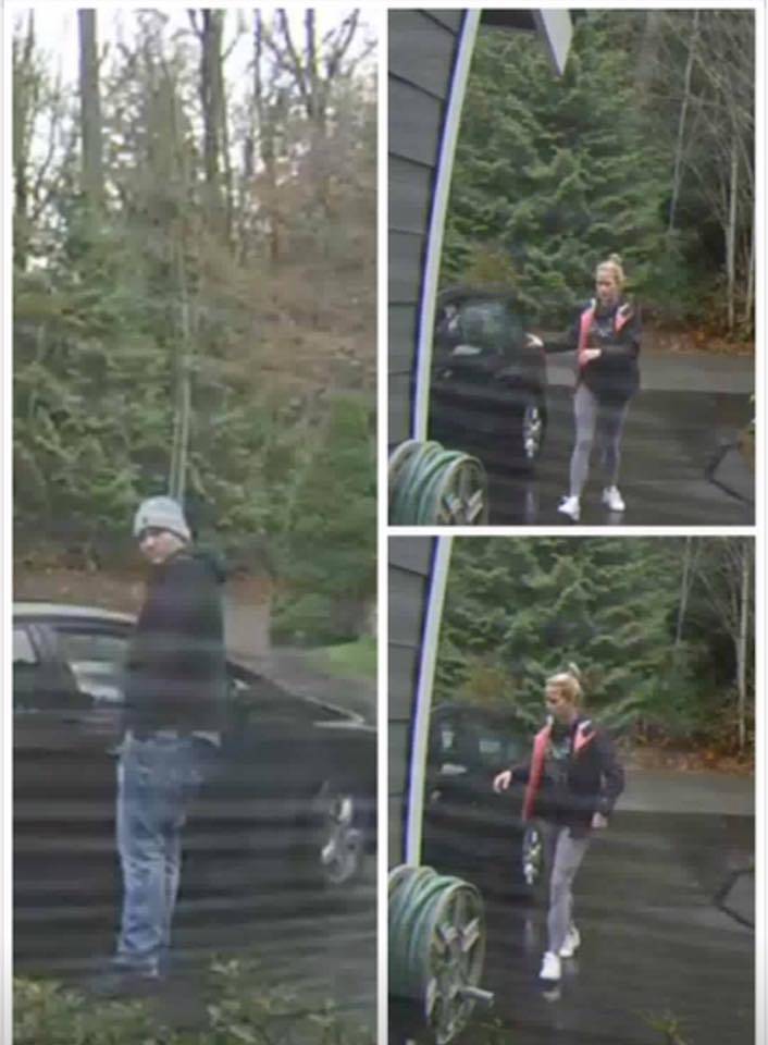 King County Sheriff’s Office (KCSO) detectives are on the lookout for a couple caught on camera burglarizing a home on Northeast 97th Place on Redmond Ridge, according to a post on the KCSO’s Facebook page via Q13 Fox News. Courtesy of Q13 Fox News