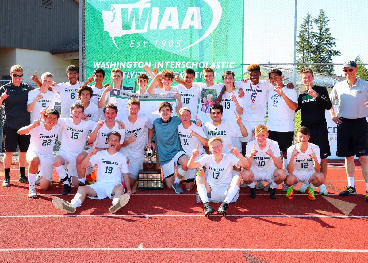 Overlake’s boys soccer team won the 1A state title on Saturday. Courtesy of The Overlake School Twitter page