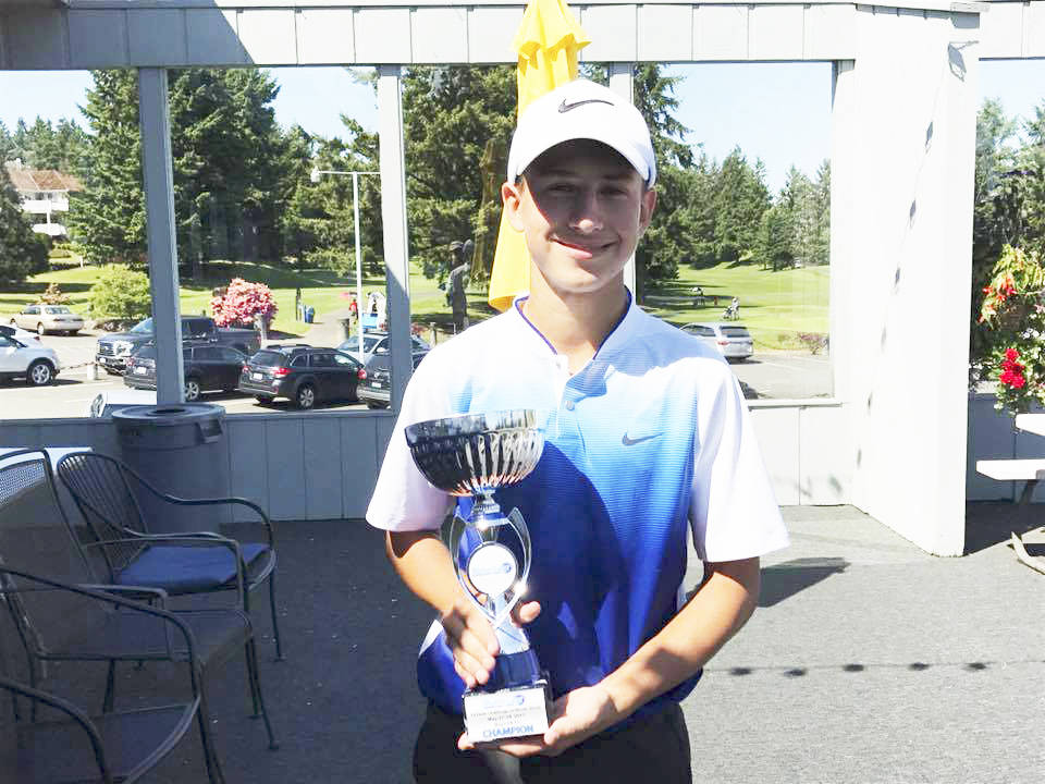 TJ Griessel from Redmond won the Boys’ 14-15 division last month at the Hurricane Junior Golf Tour’s 54 Hole Challenge at North Shore Golf Course in Tacoma. His consistency was key in shooting 83, 84, 85 over the three days that totaled to 252. Courtesy photo