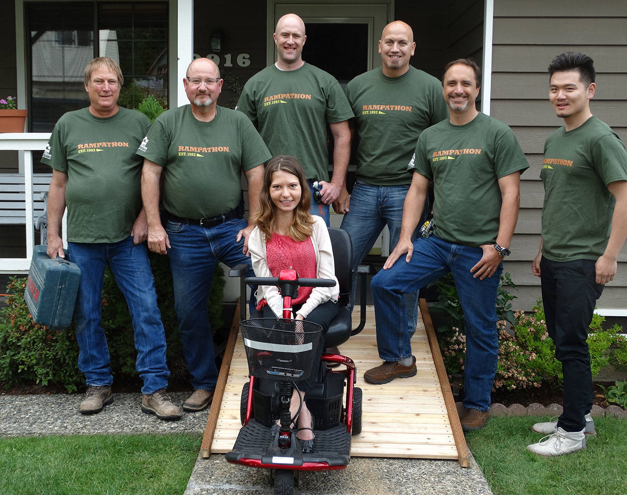 A team from Lochwood-Lozier Custom Homes built a ramp for Kirkland resident Angela Maccarrone as part of the Master Builders Association of King and Snohomish counties Rampathon. Courtesy photo