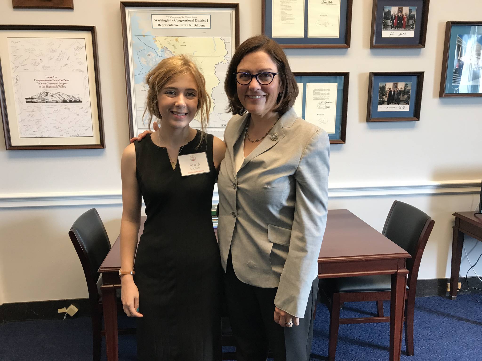 Anna Captain, left, met with Congresswoman Suzan DelBene on her trip to Washington, D.C. earlier this summer. Contributed by Anna Captain