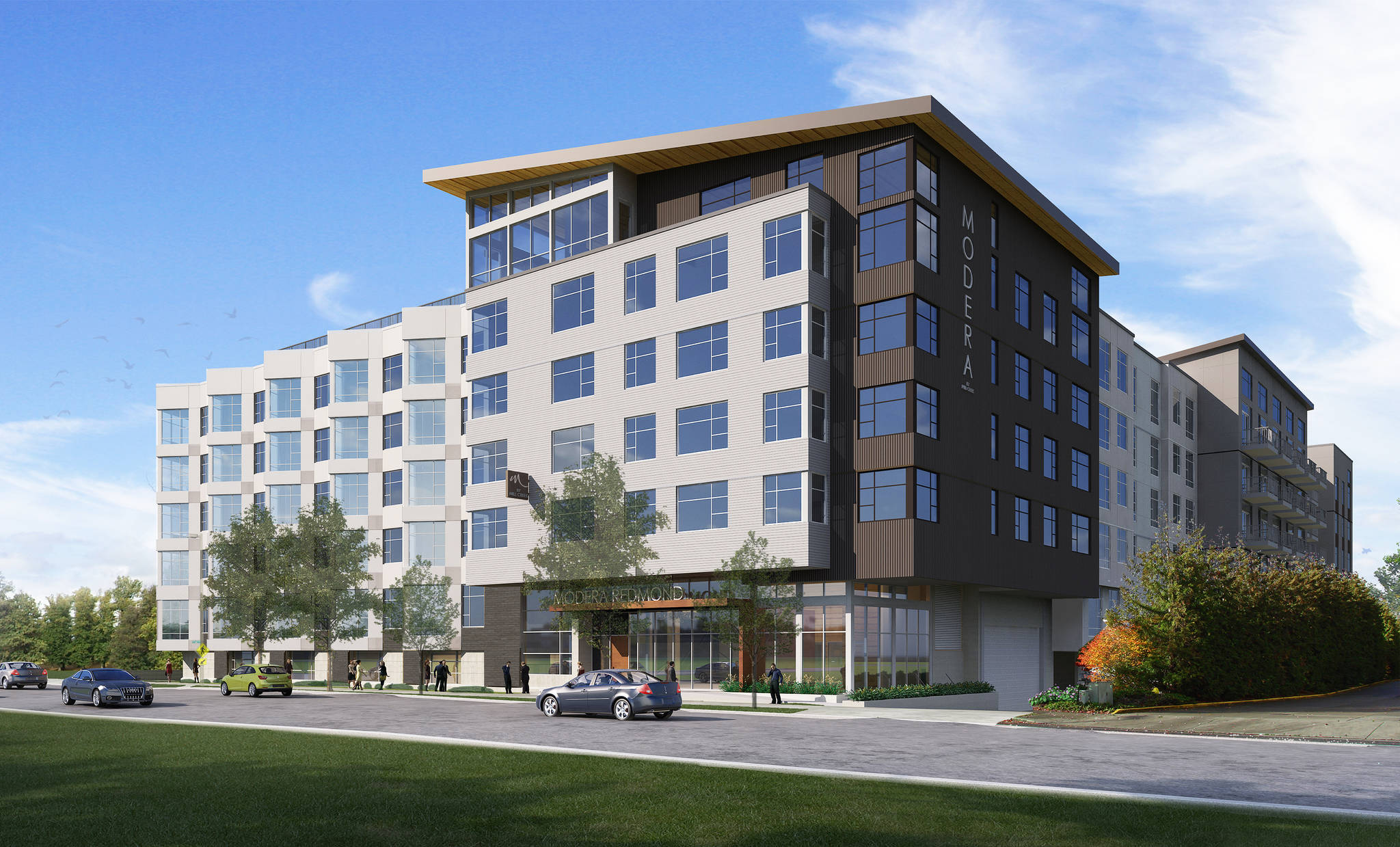 An artist’s rendering of the Modera Redmond apartments. which are expected to be completed in two years. Contributed by Mill Creek Residential