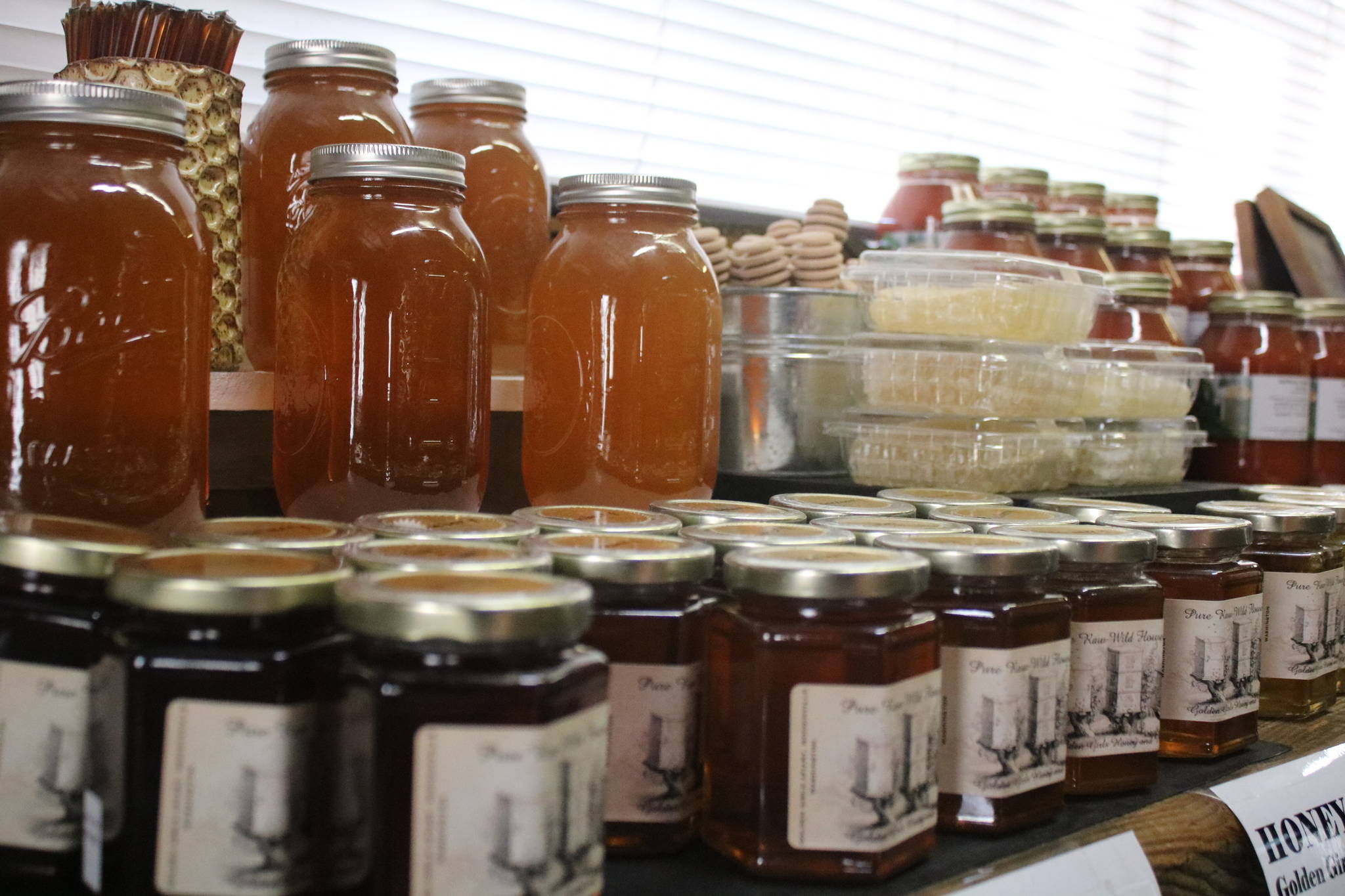 A sampling of honey found at Minea Farm in Redmond. Aaron Kunkler/Redmond Reporter