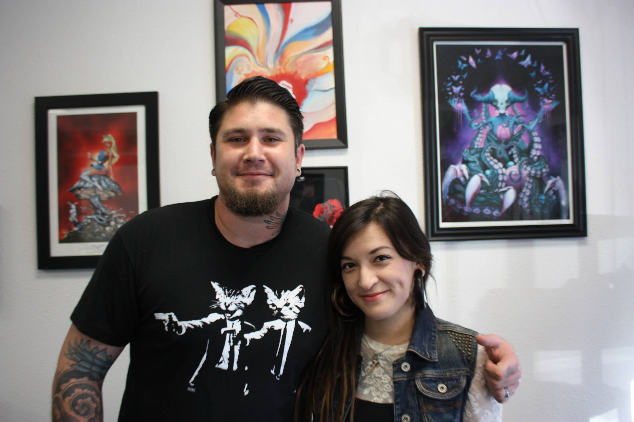 Conor Moore, left, and Tai-Li Lynn are the artists at Eastside Tattoo parlor in Redmond. Aaron Kunkler/Redmond Reporter