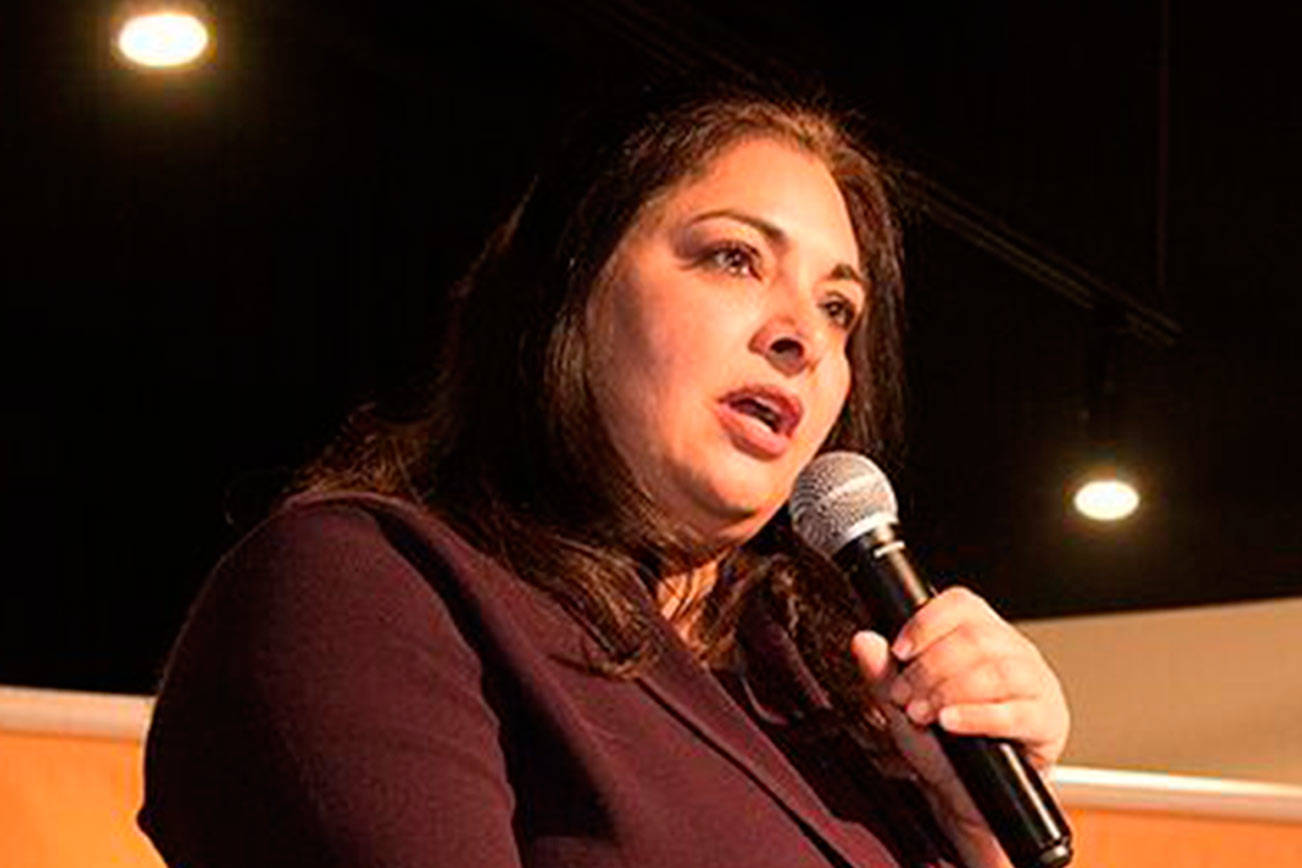 Democrat Manka Dhingra addresses the crowd at her Nov. 7 election night party held in Woodinville. Lincoln Potter/Contributed photo